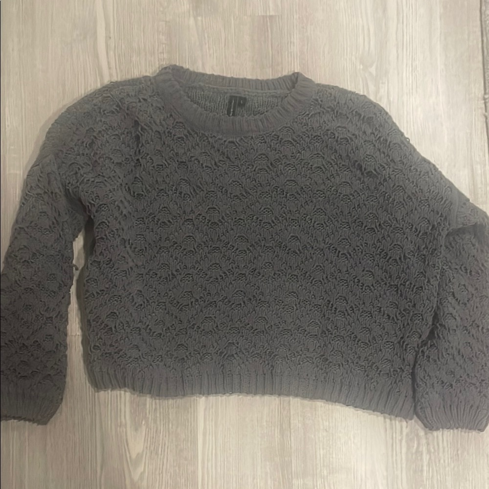 Gray Lace Knit Sweater